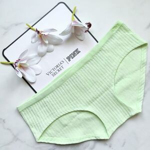 NWT PINK VICTORIA'S SECRET SEAMLESS RIB HIPHUGGER PANTY IN LIME CREAM SIZE EXTRA